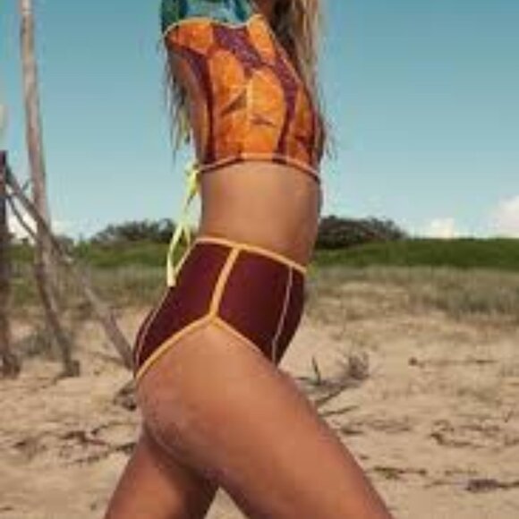 NWOT Free People Cindy High-Waist Surf Bottoms Walnut - Picture 5 of 7